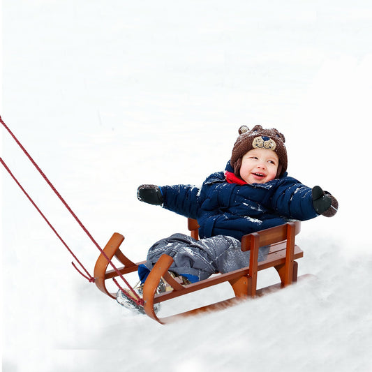 Soozier Snow Sled Children Wooden Sledge Ski Sliding Snowmobile Baby