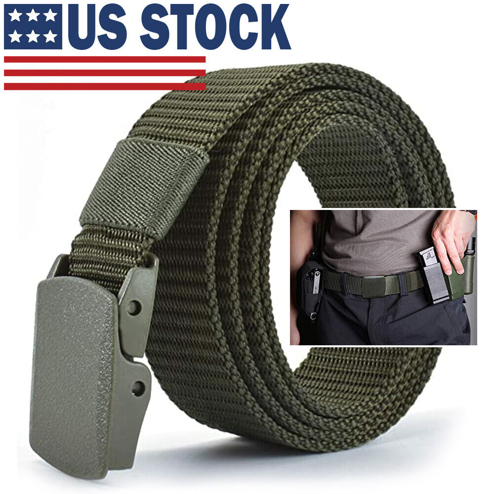 Men's Plastic Cam Buckle Nylon Canvas Tactical Waistband Webbing Military Belt