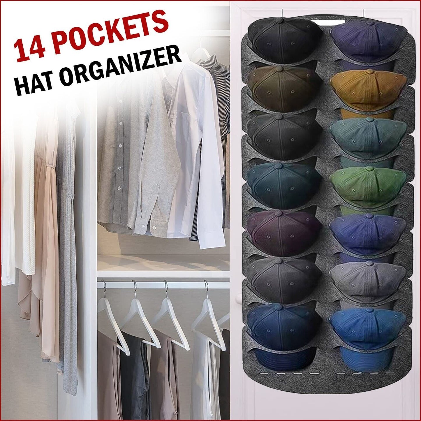 14 Hat Rack Organizer Baseball Holder Storage Cap Hanger Door Wall Stands Hanger