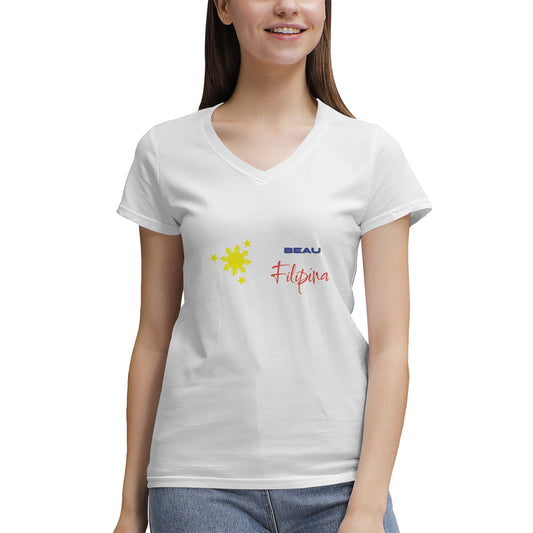 Women's 100% Cotton V‑Neck T‑shirt Pinoy pride