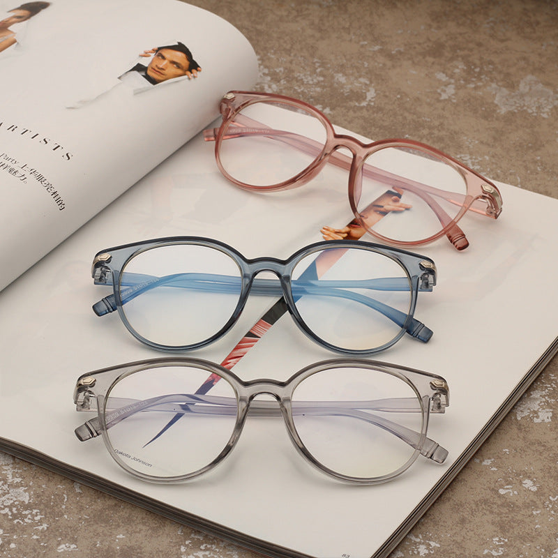 Transparent male and female glasses frame