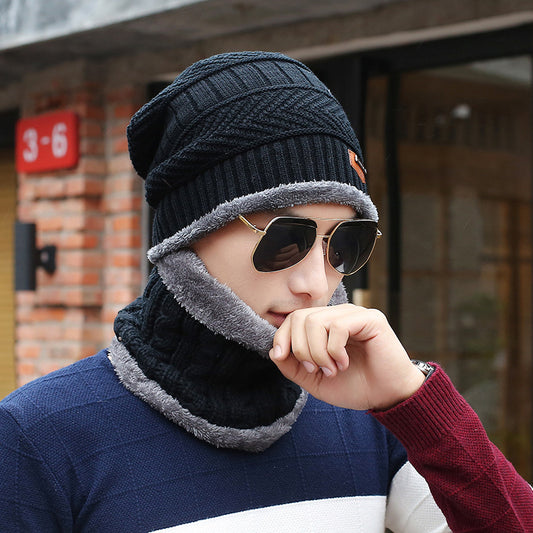 Men's Knitted Wool Hat Casual Warm Bib