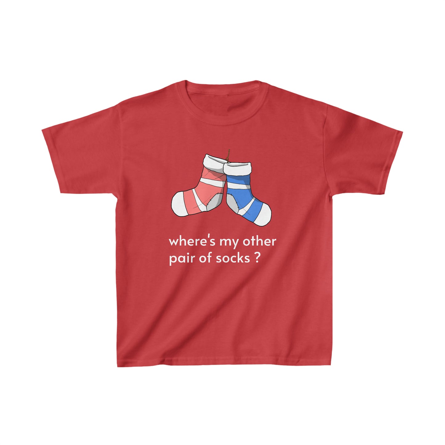 Where's my other pair of socks print Kids Heavy Cotton™ Tee