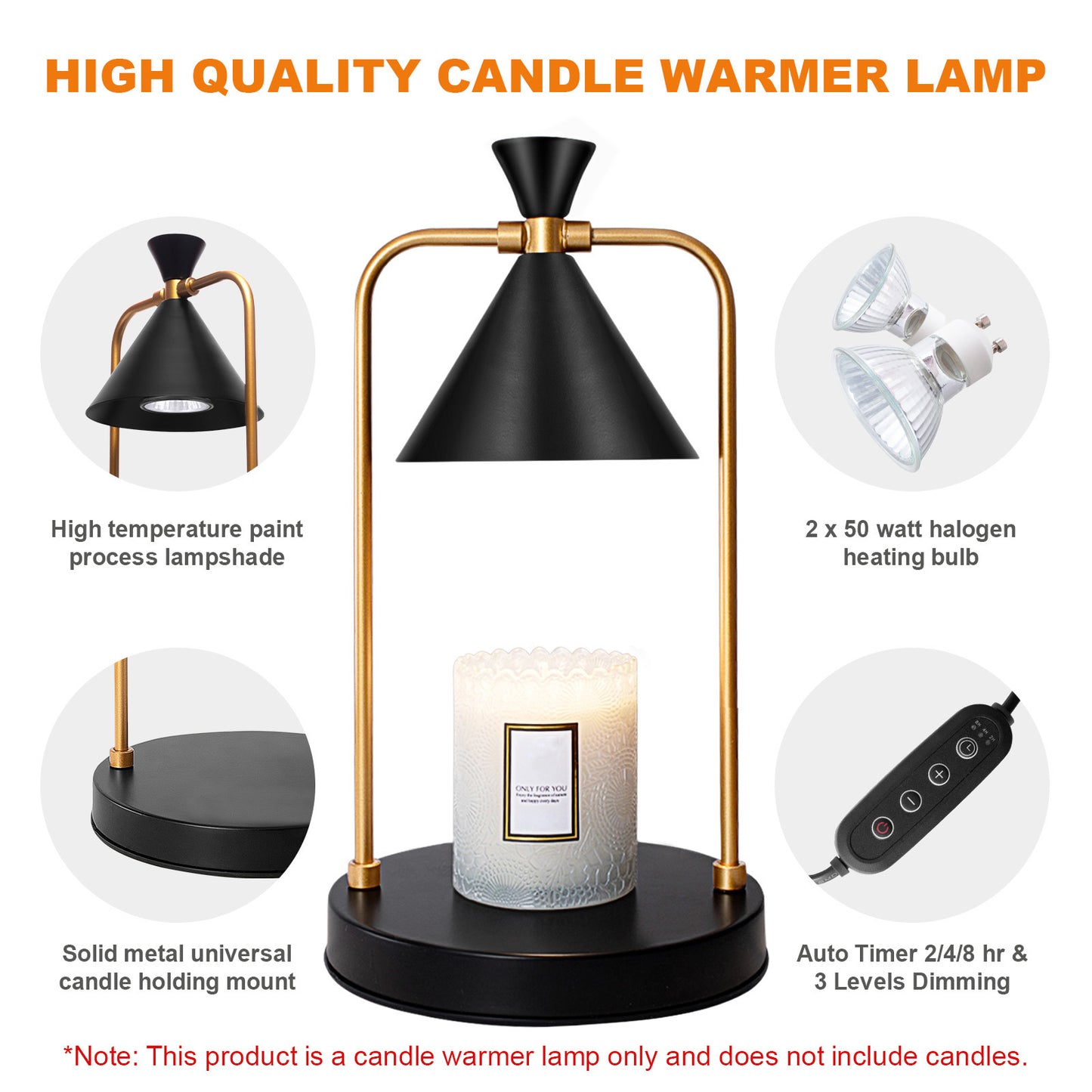 Candle Warmer Lamp With Timer, Dimmable Candle Lamp Warmer Electric Candle Warmer Compatible With Small And Large Scented Candles, Candle Melter For Bedroom Home Decor Gifts For Mom Black