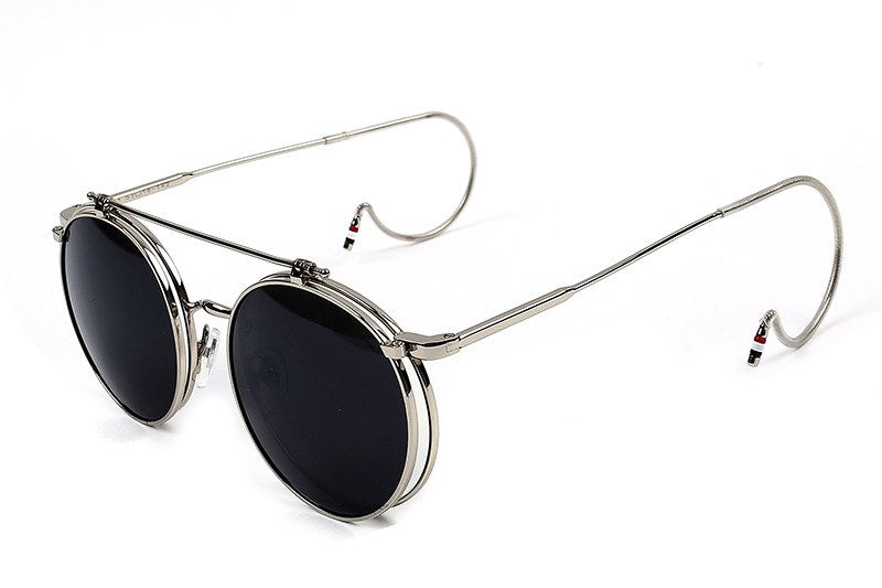 Steampunk flip vintage glasses hook sunglasses literary round frame glasses sunglasses