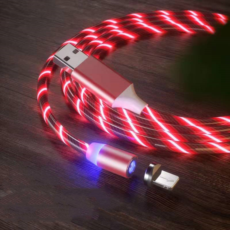 Magnetic Charging Cable Streamer Fast Charging Cable Lighting Micro USB Cable LED Magnet Charger Type-C Cable