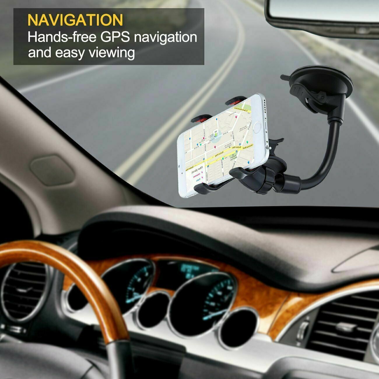 360 Car Rearview Mirror Rotation Adjustable Phone Holder Mount Multifunction