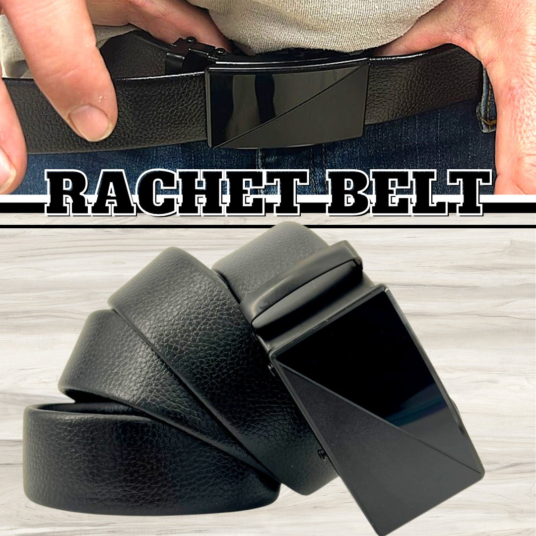 Microfiber PU Leather Ratchet Belt Belts For Men Adjustable Slide Buckle Black
