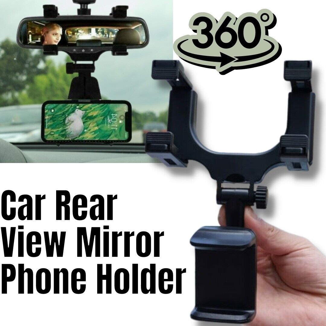 Universal 360 Rotation Car Rear View Mirror Mount Stand GPS Cell Phone Holder