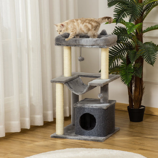 PawHut Cat Tree Tower Multi-Level Kitten House with Scratching Post