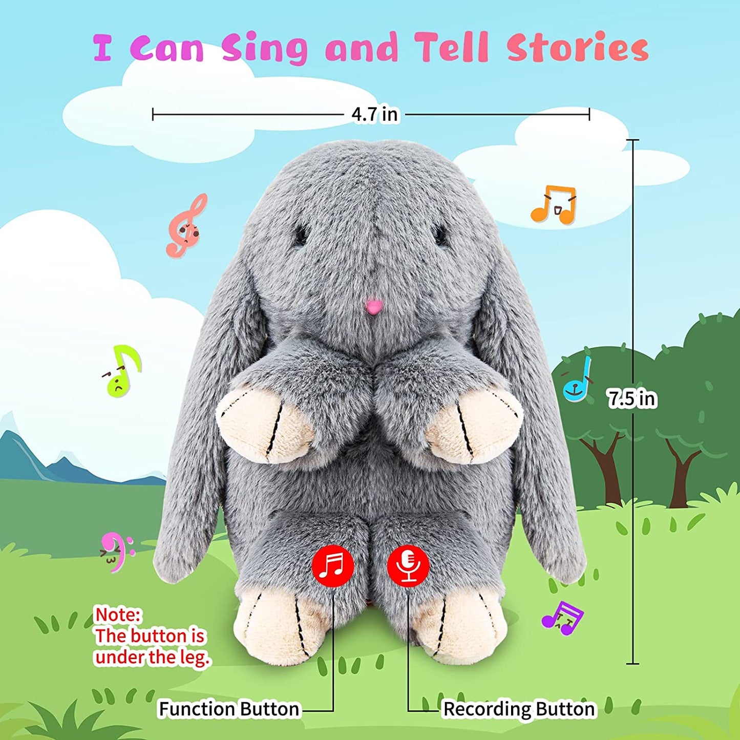 Talking Bunny Toys For Kids, Repeats What You Say, Interactive Stuffed Plush Animal Talking Toy, Singing, Dancing And Shaking For Girls Boys