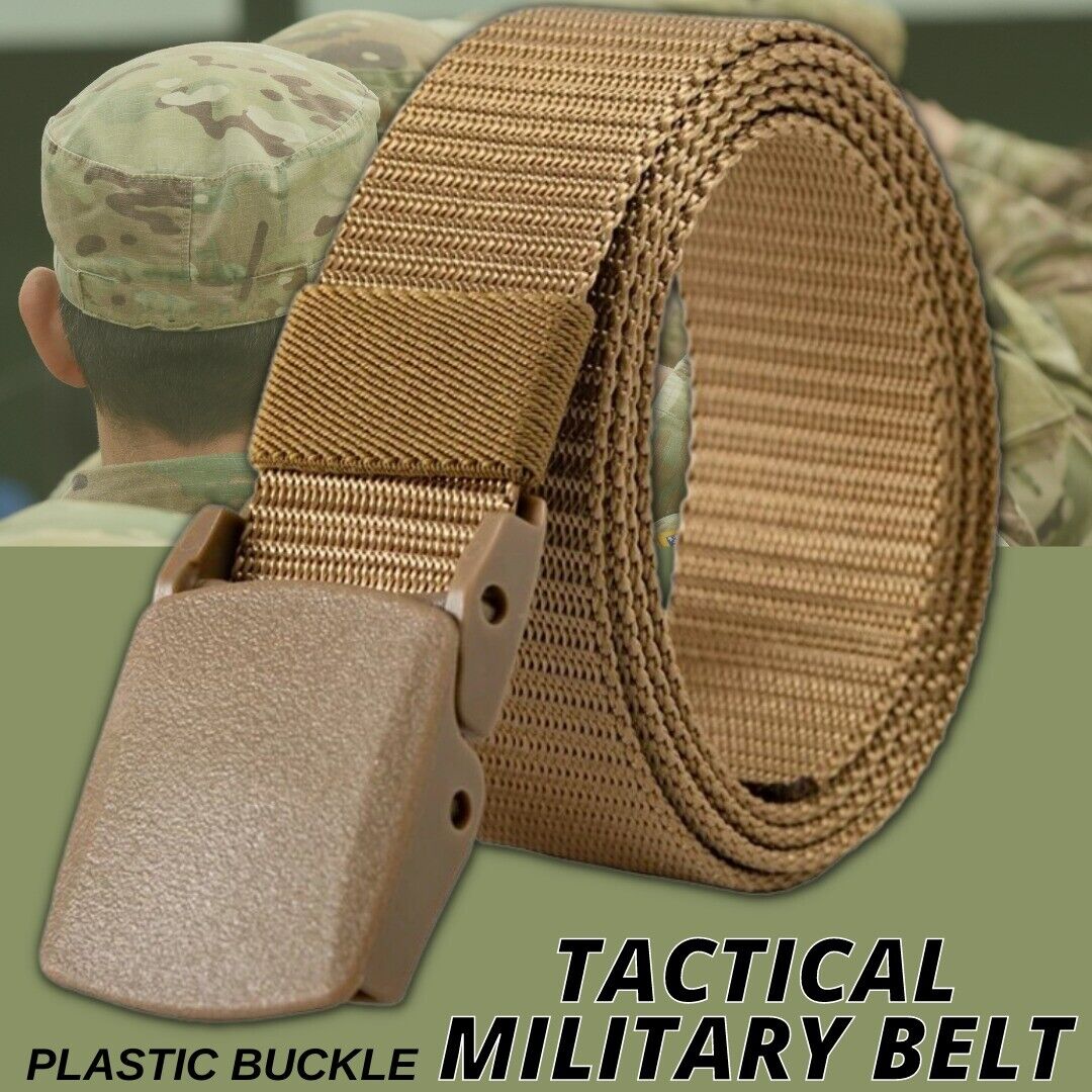 Mens Outdoor Sports Military Tactical Nylon Waistband Canvas Web Belt Adjustable