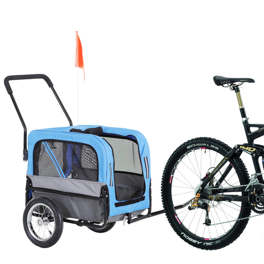 PawHut 2-In-1 Dog  Bicycle Trailer / Stroller Pet Carrier with 360