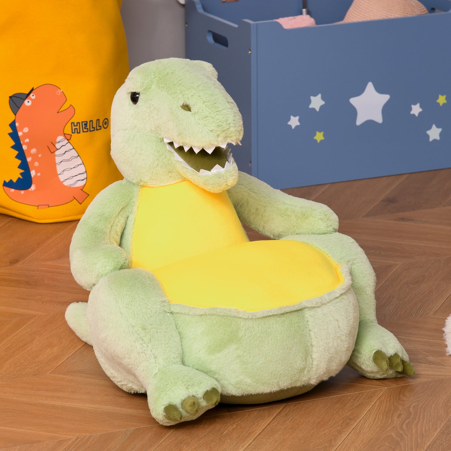 Qaba Animal Kids Sofa Chair Cartoon Cute Dinosaur Stuffed with Armrest