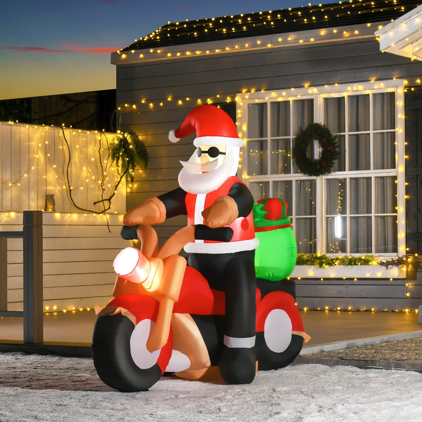 HOMCOM 5.5' H Christmas Holiday Yard Inflatable Outdoor, Light Up LED