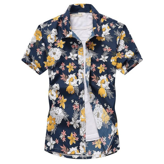 Aloha Shirts Short-sleeved Fashion Chemise Homme Blouse