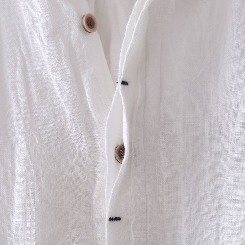 Men's Fashion Solid Color Retro Distressed Linen Shirt