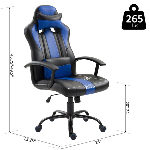 Vinsetto High Back Racing Style PU Leather Gaming Chair Lumbar Support