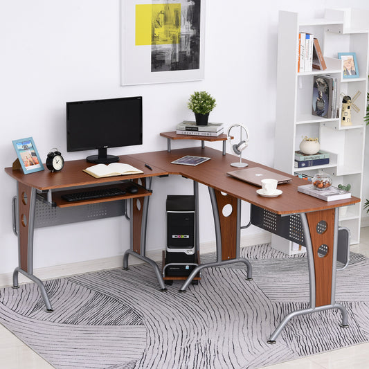 HOMCOM L-Shaped Corner Computer Office Desk  PC Table Workstation with