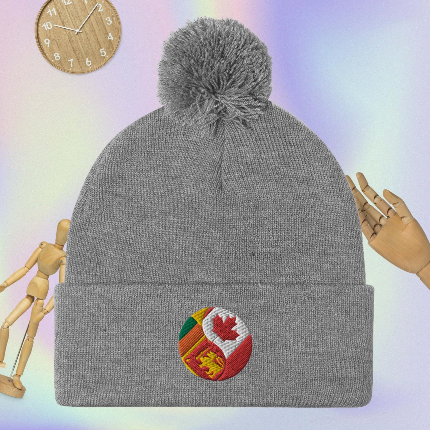 Sinhala-can Pom-Pom Beanie