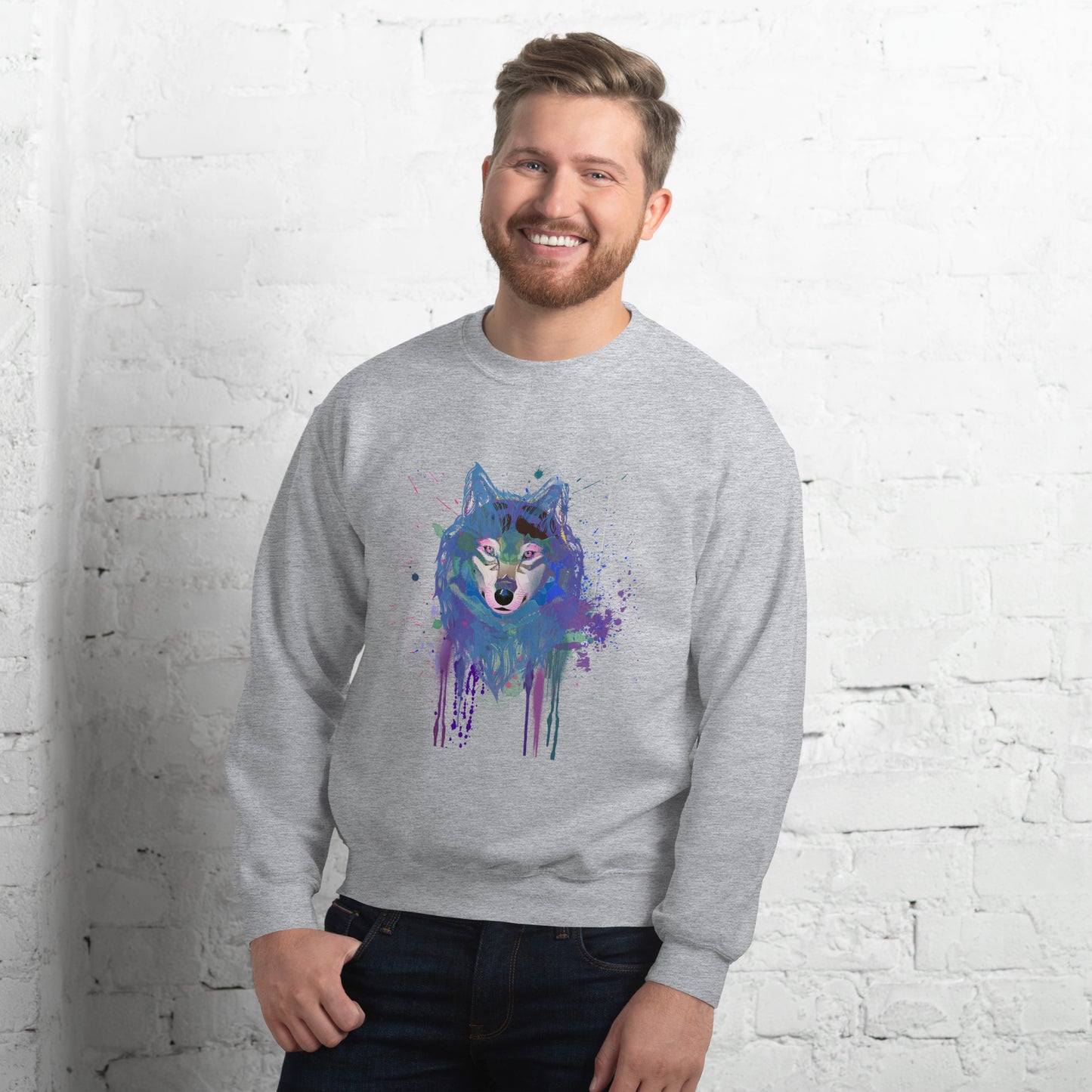 Wolf Print Unisex Sweatshirt